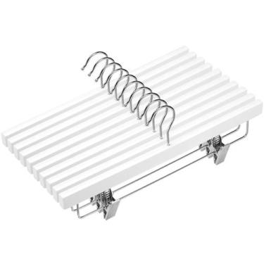 Imagem de Cabides de madeira AMKUFO 20 peças de madeira branca com clipes de 35 