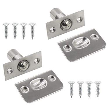 Imagem de Yoohey Trava de esfera de porta de armário de aço inoxidável ajustável com placa de ataque, para trava de porta de despensa, fecho invisível de armário pacote com 2