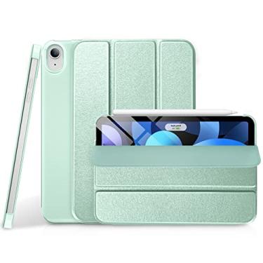 Imagem de DTTO Capa para iPad Air 4ª geração 2020, capa fina com suporte de três dobras com estampa de seda premium [Apple Pencil 2ª geração Charging+ Smart Auto Wake/Sleep], verde Matcha
