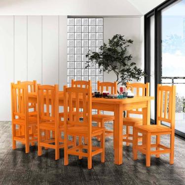 Imagem de Mesa Madeira Maciça Mdp Com 8 Cadeiras 200 X 88 Marrom Serene Shop Jm