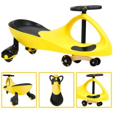 Imagem de Rolimã Carrinho Infantil Volante Gira 360 Cor Amarelo E Preto Brinqued