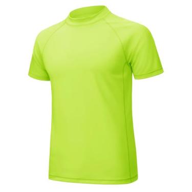 Imagem de Camisa de natação MAGCOMSEN para homens de manga curta UPF 50+ Fl verd