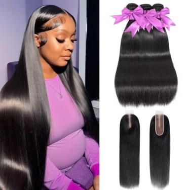 Imagem de Fecho de renda HD Hair Weave QIYING 2x6 com 3 pacotes de 16-20"