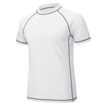Imagem de Camisa Rash Guard MAGCOMSEN masculina de manga curta UPF 50+ branca