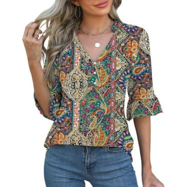Imagem de Blusa feminina Rapbin, tamanho grande, camisetas elegantes com decote 