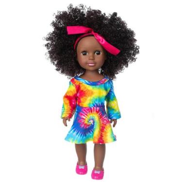 Imagem de Black African Black Baby Cute Curly Black 35cm Vinyl Baby Toy - HUOGUO