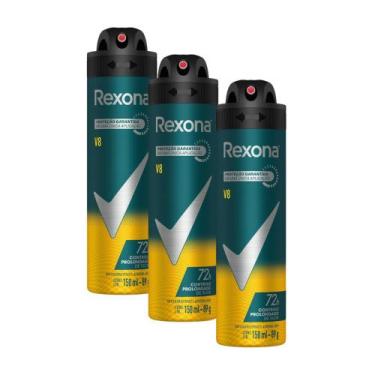 Imagem de Kit 3 Desodorante Antitranspirante Aerosol Masculino Rexona V8 72 hora