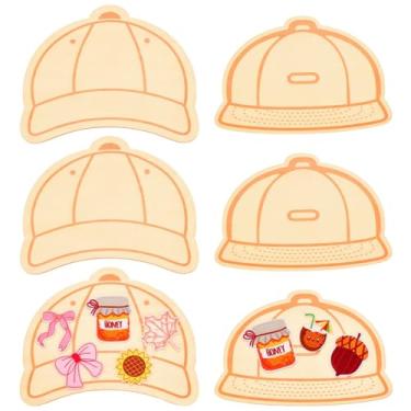 Imagem de ORIGACH Conjunto de paleta de modelos de chapéu de caminhão de madeira com 6 peças, 2 estilos, personalizados, chapéus, bonés de beisebol, modelos de caminhoneiro, quadro de layout para suprimentos de