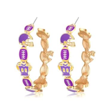 Imagem de twinkle eye Brincos de argola de time de futebol para mulheres, colorido, esmaltado pesado, dia do jogo, brincos de argola de futebol para capacete jérsei lembrancinha de festa, roupas esportivas