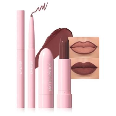 Imagem de CAKAILA Conjunto de lápis delineador labial fosco 2 em 1, plum, à prova d'água, para mulheres idosas, batom de longa duração, labiales mate 24 horas originales