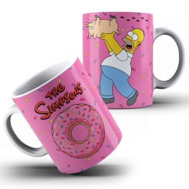 Imagem de Caneca Xícara de Porcelana Cerâmica Personalizada Com Estampa Simpp Sonss Donut Rosquinha Rosa