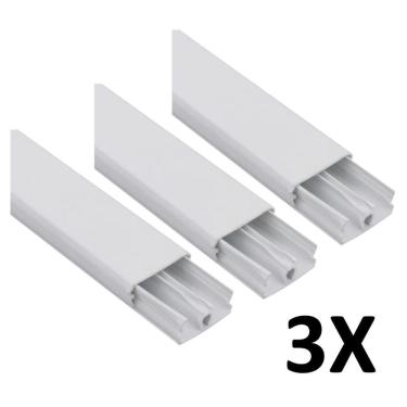 Imagem de Kit 3 Canaleta 2 Divisórias Cabos Fios Fita Dupla Face 2Mt