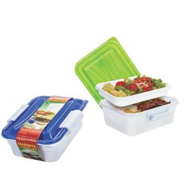 Imagem de 1 Marmita Marmiteira Com Bandeja E Trava Microondas Saladeira Mini - N