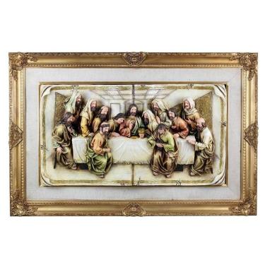 Imagem de Quadro Santa Ceia Páscoa Dourado Detalhes Em Tecido 92Cm