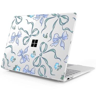 Imagem de Mektron Capa impressa para laptop Microsoft Surface 2025 Windows 11 Copilot+ PC Surface Laptop 33.0 cm capa para tela sensível ao toque serve no modelo 2095, flores-laços-azul