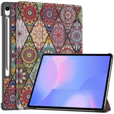 Imagem de Capa inteligente para Samsung Galaxy Tab S10 FE+ / S10 FE Plus 13,1 polegadas 2025, capa inteligente Ratesell leve com três dobras com mandala despertar/hibernar automática