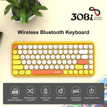 Imagem de Teclas redondas de teclado sem fio dual mode 84 teclas teclado Bluetoo