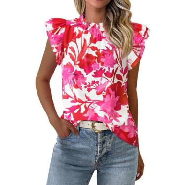 Imagem de Blusa feminina PRETTYGARDEN com babados e manga curta em chiffon