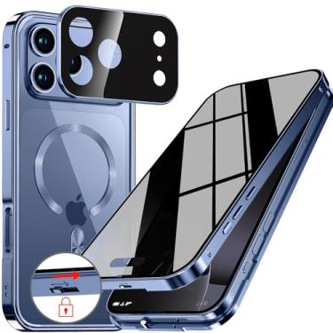 Imagem de Upholyee [Anel de metal CD e bloqueio automático pop-up capa magnética de privacidade para iPhone 17 Pro [compatível com MagSafe] [proteção de lente integrada] Capa de proteção de corpo inteiro com