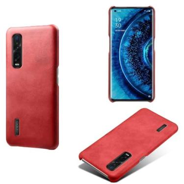 Imagem de Capa para OPPO Find X2 Pro,Proteção contra quedas,Casca de volta de cor sólida simples,Design de couro de imitação de plástico-Red