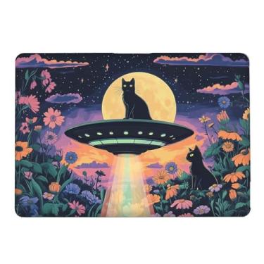 Imagem de Yicomon Capa compatível com MacBook Pro de 13 polegadas A2338 M1 A2251 A2289 A2159 A1989 A1708 A1706, capa rígida de plástico para Mac Pro 13 (2017-2021) - Nave espacial gato preto