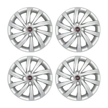 Imagem de Jogo Calota Aro 15 Fiat Strada 2021 prata - GFM, EMBLEMA VERMELHO