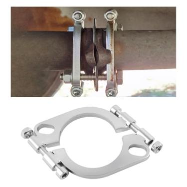 Imagem de Kit de reparo de flange de escape dividido de carro de 6,3 cm com porcas e parafusos, flange de escape oval de carro para tubo de escapamento automotivo, 2 furos de parafuso carros escapamentos