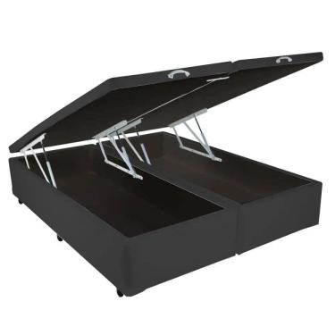 Imagem de Base Box Bipartida Baú Universal Casal 43x188x138 Tecido Corino Cor Preto