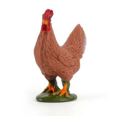 Imagem de Estatueta realista de galinha pintada à mão em PVC modelo de animal de fazenda