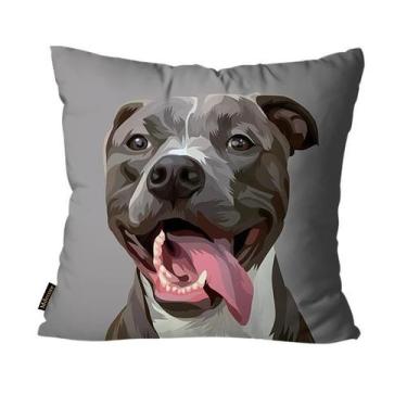 Imagem de Capa para Almofada Mdecore Gato Cachorro Pets, Pit Bull Cinza