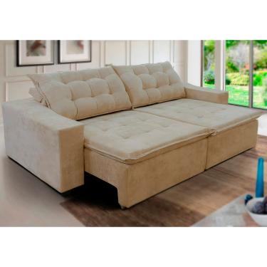 Imagem de Sofá Amazonas 2,20 metros Retrátil/ Reclinável com Molas Suede Veludo Light -WS ESTOFADOS