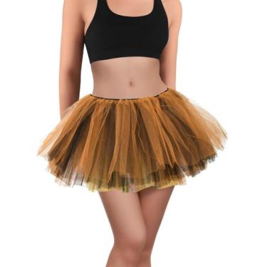 Imagem de Saia tutu BFONS para mulheres, fantasia de Halloween, laranja/preta