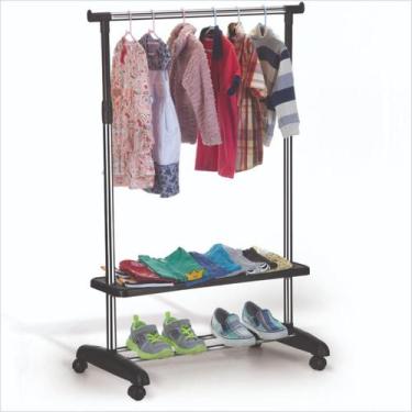 Imagem de Prateleira organizadora arara de roupas com sapateira arthi, PRETO