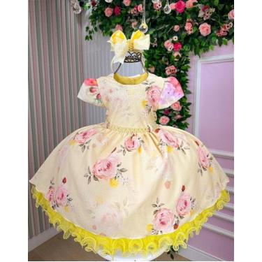 Imagem de Vestido Jardim Encantado Floral Festa Luxo Amarelo para Crianças - Fab