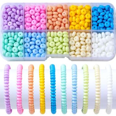 Imagem de Guoxin 800 peças de contas de vidro de abaco para pulseira, pingente de cristal Rondelle, contas espaçadoras para colar faça você mesmo, kit de fabricação de joias artesanais, 3 x 6 mm (MCR)