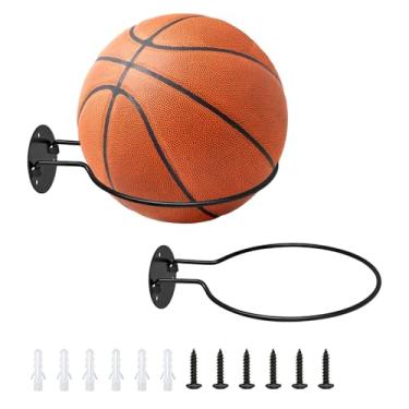 Imagem de Ticway Suporte de bola esportiva montado na parede – Rack de armazenamento de bola de metal resistente para basquete, futebol, vôlei e rúgbi – Organizador que economiza espaço para casa, garagem ou