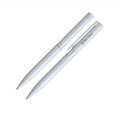 Imagem de Caneta Crown Personalizada Esferográfica Tókio Gravação Nome Logo Original Qualidade Premium (Prata)