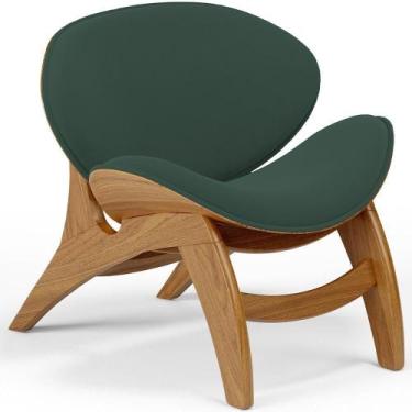 Imagem de Poltrona Decorativa Orgânica Sala Living Kadosh L02 Suede Verde Musgo 
