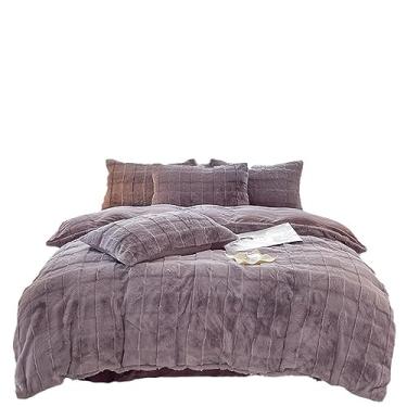 Imagem de AKALNNB Conjunto de quatro peças de pelúcia quente, lençol de cama de veludo coral de veludo de leite espesso de inverno e capa de edredom