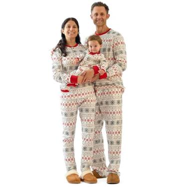 Imagem de Butterblu JAMIE Pijamas de Natal Combinando Família, 100% Algodão Orgânico, Adultos, Crianças, Bebês, Animais de Estimação, Nordic Fair Isle Ivory, Pet, Médio