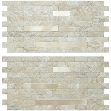 Imagem de Azulejo AULIGET Sandstone Faux Stone Peel Stick 20 folhas 30x15cm