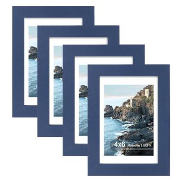 Imagem de Porta-retratos Hongkee de 10 x 15 cm azul de madeira com vidro real, p