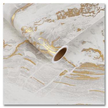 Imagem de Papel de contato de mármore CRE8TIVE Bege Gold Impermeável 30x900cm