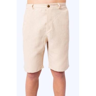 Imagem de Bermuda Social Sarja Masculina Juvenil com Bolsos Frontais, Elástico n