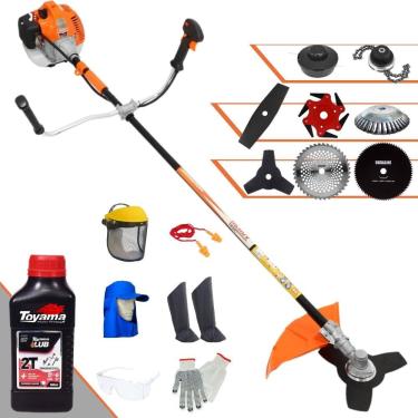 Imagem de Roçadeira Vulcan VR520-H 52cc 2,5HP + Facas 2 Pontas, 3 Pontas, 6 Pontas, 40 Dentes de Vídea, 80 Dentes, Trimmer e Escova de Aço + EPI + ÓLEO TOYAMA