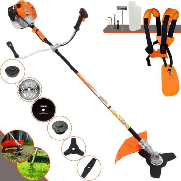 Imagem de Aparador de Grama Completo Vulcan VR520-H À Gasolina Motor 2T 52cc 10.000rpm 2,5HP de Potência Com Kit 4 Lâminas de Corte, Trimmer e Carretel de Nylon