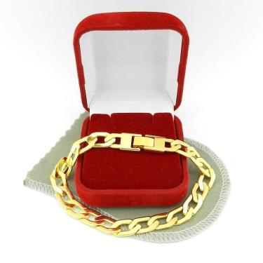 Imagem de Pulseira Masculina 20Cm 8Mm Largura Folheada Ouro Pl258