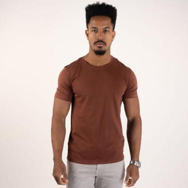 Imagem de Camiseta Básica Masculina Versatiold Algodão Egípcio, G, Marrom