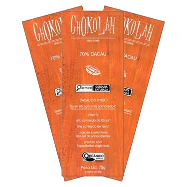 Imagem de Kit 3X: Chocolate 70% Cacau Baixo em Açúcares Orgânico CHoKolaH 70g