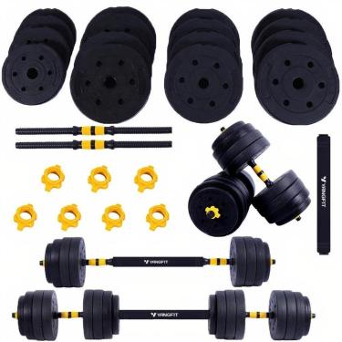 Imagem de Halteres Anilha Barra Kit Musculação Peso Academia 25kg Yangfit-Unissex